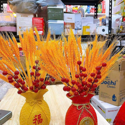 Set Bình Hoa 3 Món Tài Lộc Bông Lúa Mạch – Trang Trí Sang Trọng, Thu Hút Tài Lộc, Mang Lại May Mắn - HÀNG CHÍNH HÃNG MINIIN