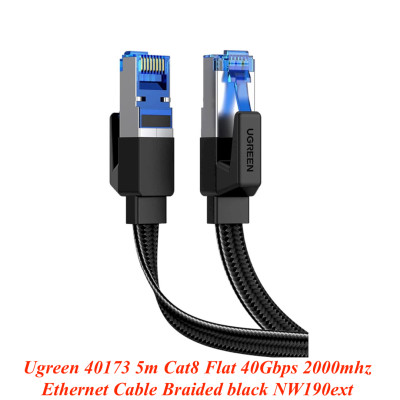 Ugreen UG40173NW190TK 5m 40Gbps 2000mhz dây dẹt Nylon Braided Màu Đen Cáp mạng Cat8 - HÀNG CHÍNH HÃNG