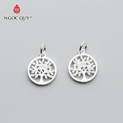 Charm bạc trắng hình cây trí tuệ treo - Ngọc Quý Gemstones