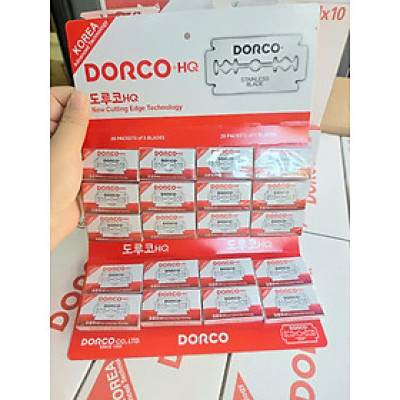 Vỉ 100 hộp lưỡi lam Dorco HQ màu đỏ ( Dao lam Dorco Đỏ)
