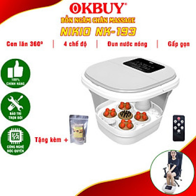 Bồn Ngâm Chân Massage Gấp Gọn, Chậu Ngâm Nước Nóng Nikio NK-193 - Làm Nóng Và Giữ Ấm Tự Động, 4 Con Lăn 3D Day Vuốt Lòng Bàn Chân, Kích Thích Tuần Hoàn Máu, Giảm Đau Nhức Lòng Bàn Chân - Giảm Stress Cải Thiện Giấc Ngủ