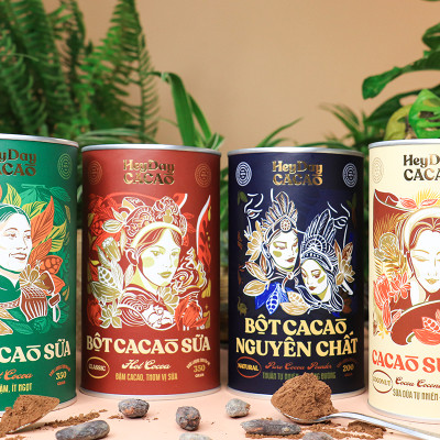 Bột cacao sữa Classic - Đậm cacao, thơm vị sữa – Lon 350g - Bộ sưu tập sản phẩm cacao "Thật" Heyday Cacao