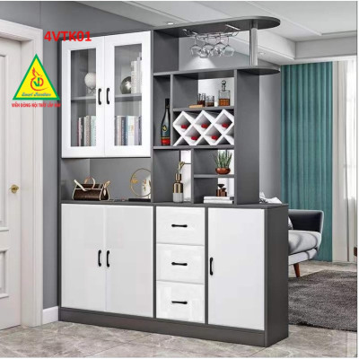 Vách ngăn kiêm tủ rượu trang trí phòng khách , nhà bếp 4VTK01 - Nội thất lắp ráp Viễn Đông