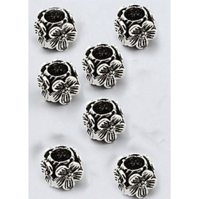 Combo charm bạc chặn hạt hình vuông hoa 4 mặt - Ngọc Quý Gemstones