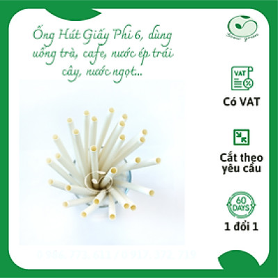 100 Ống Hút Giấy Phi 6 x 197mm - Sản Phẩm Thân Thiện Với Môi Trường