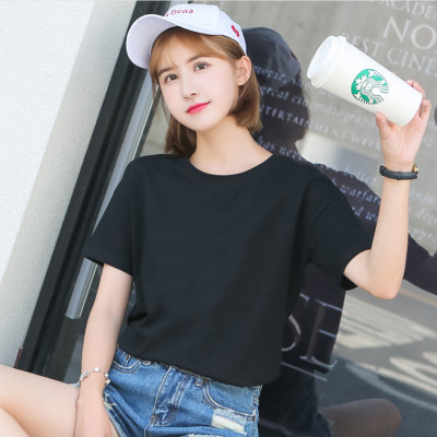 Áo Thun Nữ Trơn Màu Đen Tay Ngắn Cổ Tròn Form Basic Chuẩn Size