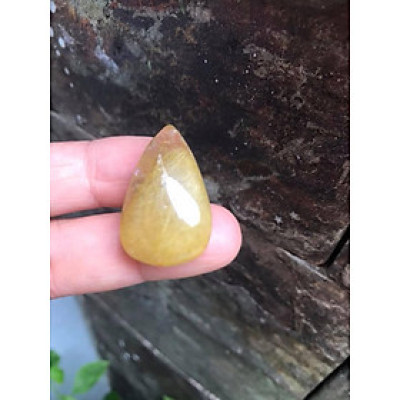 MẶT DÂY CHUYỀN GIỌT NƯỚC ĐÁ THẠCH ANH TÓC VÀNG SIZE NỮ CAO 28,4MM ĐK 17,4MM