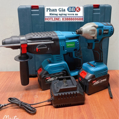 Bộ Combo 2 Máy Khoan Gồm Máy Khoan Đục Bê Tông Và Máy Chuyến Vít 199V - Động Cơ Không Chổi Than - Tặng Hộp Đựng