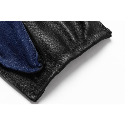 Găng tay nam hở ngón da cừu nguyên tấm BHY8853 màu Xanh dương, Bao da lái xe