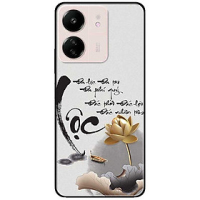 Ốp lưng cho Xiaomi Redmi 9T - Redmi 13 4G - 13C - Redmi Note 13 4G - 13 Pro 4G - 13 Pro 5G - Thư Pháp Lộc Sen Vàng - Hàng Chính Hãng