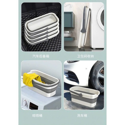 Xô Đựng Nước Gấp Gọn Đa Năng Có Bánh Xe Chậu Gấp Gọn Tiện Lợi Giặt Cây Lau Nhà Chùi Kính Dung Tích 12L