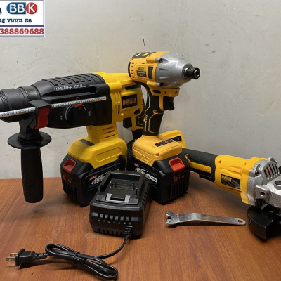 Bộ Combo 3 Máy Gồm Máy Khoan Đục Bê Tông, Máy Mài Và Máy Chuyên Vít Dùng Pin 199V 15 Cell, Máy Khoan Đục Bê Tông, Máy Cắt Cầm Tay - Bảo Hành 1 Năm