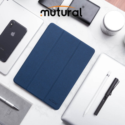 Bao Da Ipad Air 10.5 2019 ( New) Hiệu Mutural Có Khe Để Bút Cảm Ứng_xanh_hàng nhập khẩu