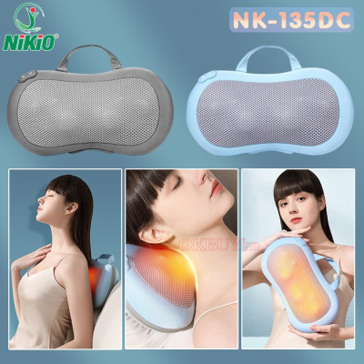 Gối Massage Hồng Ngoại, Máy Mát Xa Cổ Vai Gáy, Matxa Toàn Thân Nikio NK-135DC - Công Nghệ Xoa Bóp Chuyên Sâu, Sưởi Ấm Hồng Ngoại - Pin sạc