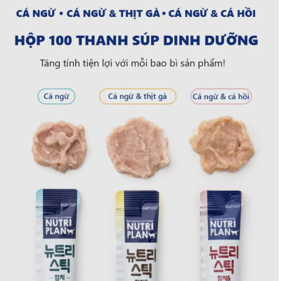 Súp thưởng cho mèo Nutri Plan Stick vị cá ngừ & cá hồi 280g (14g x 20 thanh )
