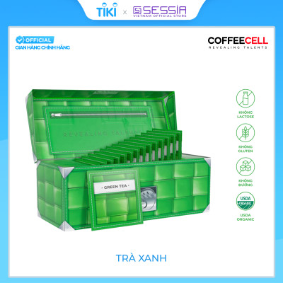 [MUA 1 TẶNG 5] Trà Xanh Với Nhân Sâm Trắng Thượng Hạng COFFEECELL (30 gói x 3g) - Trà nguyên lá ngọt thanh, chát nhẹ, Chống oxy hóa, Tăng cường tập trung - Hàng Chính Hãng