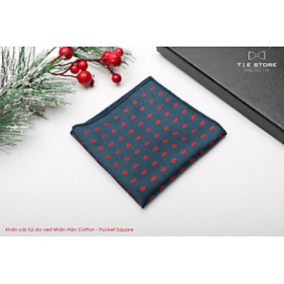 Khăn Cài Túi Áo Vest - Pocket Square - Phụ Kiện Cài Áo xanh chấm đỏ