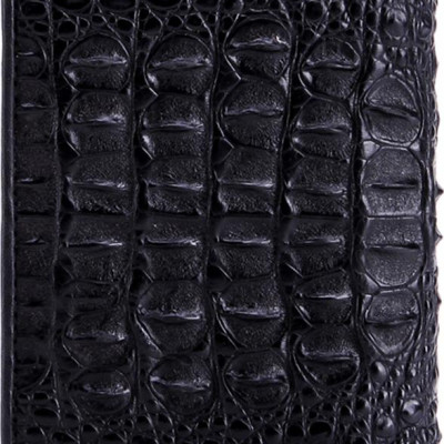 Ví Nam Da Cá Sấu Nguyên Con Kiểu Đứng Huy Hoàng HT2236 (12.5 x 10 cm) - Đen