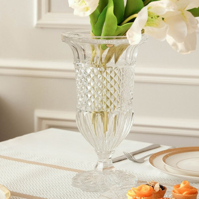 Bình hoa pha lê Bohemia Alexandria đế tròn cánh hoa 30cm Hàng chính hãng
