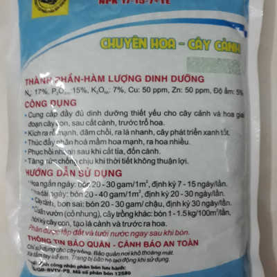 Combo 02 loại Phân bón đầu trâu NPK 17-15-7+TE và 15-7-17+TE cao cấp gói 1KG chuyên hoa - cây cảnh giúp phát triển toàn diện cho hoa và cây cảnh