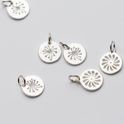 Combo 2 cái charm bạc hình tròn họa tiết xoắn treo 2 - Ngọc Quý Gemstones