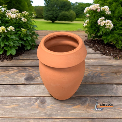 Bình Gốm Đất Nung Miệng Dầy - Bình Decor Sân Vườn ,Tiểu Cảnh 10x20cm