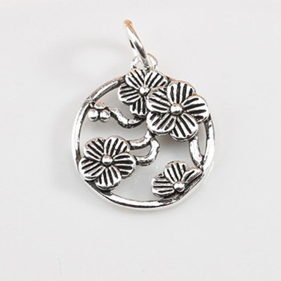 Combo 2 cái charm bạc tròn hoa 5 cánh  treo - Ngọc Quý Gemstones