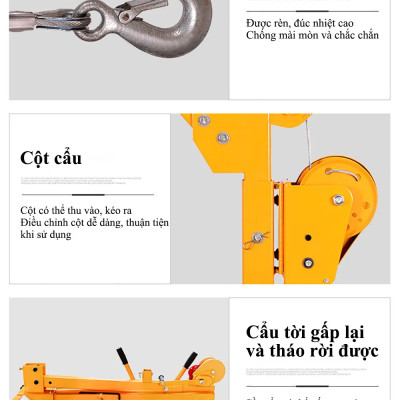 Cẩu mini 200kg dùng thay cho palang xích kéo tay, móc cẩu xoay móc cẩu hàng chuyên dùng để nâng hạ - Hàng chính hãng
