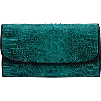 Ví Nữ Da Cá Sấu 3 Gấp Nguyên Con Huy Hoàng HT3291 (19 x 10.5 cm) - Xanh Lá