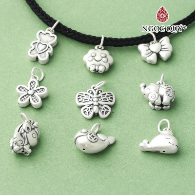 Charm bạc hình gấu dễ thương treo - Ngọc Quý Gemstones