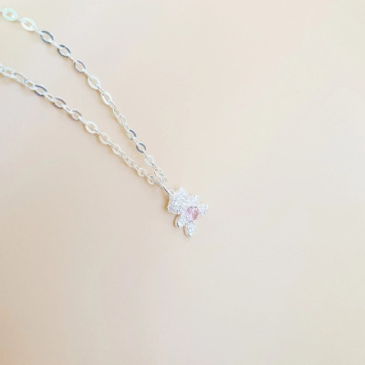 Dây Chuyền Trẻ Em Bạc 925 Hình Mặt Gấu Dễ Thương BẠC HIỂU MINH DTE063