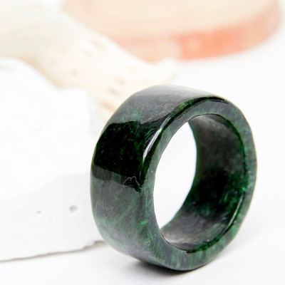 Set nhẫn nam và nữ đá cẩm thạch sơn thủy mệnh hỏa, mộc - Ngọc Quý Gemstones