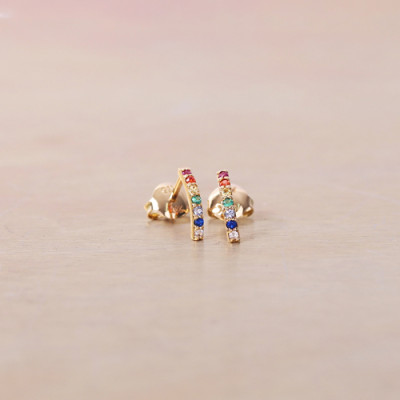 Bông tai bạc cầu vồng cao cấp sang trọng cá tính Gix Jewel BT18