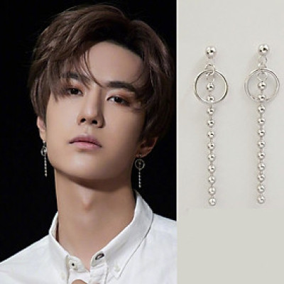 Bông tai vòng tròn xích hạt 1 đôi unisex cool ngầu hết nấc