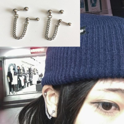 Khuyên tai bông tai nam nữ xích hai đầu đinh độc lạ (1 chiếc)