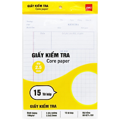 Giấy Kiểm Tra 4 Ôly 170*240 2 Màu Cn601(5T/X) (0639-Deli) - 15 Tờ Kép