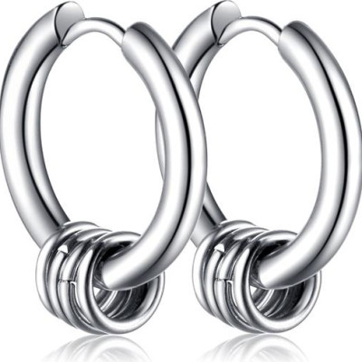 Bông tai nam inox khuyên tròn 10mm BT321 (Màu Bạc) - 2 chiếc