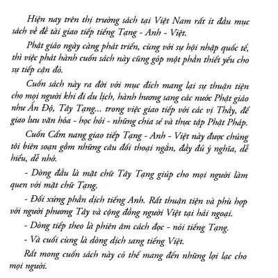 Cẩm Nang Giao Tiếp Tạng - Anh - Việt