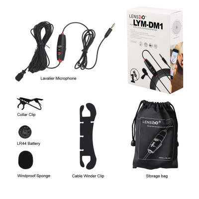 Lensgo LYM-DM1 DUO - Cặp Micro Lavalier Cài Áo Có Dây, Thu Âm Đa Hướng Cho Smartphone, Máy Ảnh, Máy Quay, PC (6m) - Hàng chính hãng