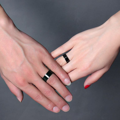 Nhẫn cặp trơn màu đen NC119 size 6