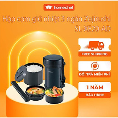 Hộp cơm giữ nhiệt 3 ngăn Zojirushi 1.47L SL-XE20-AD, sản xuất tại Thái Lan