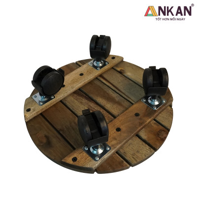Đế Lót Chậu Cây Có Bánh Xe Thương Hiệu ANKAN, Kệ Để Chậu Cây Cảnh, Có Bánh Xe, Mặt Tròn Bằng Gỗ Tràm, Màu Đen Đường Kính 30 Cm, Tải Trọng 80kg, Thích Hợp Để Đặt Chậu Cây Trong Nhà, Ngoài Trời, Tiện Lợi Di Chuyển