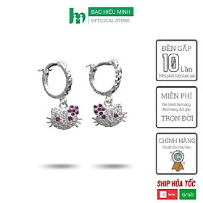 Hoa tai trẻ em mèo kity Bạc Hiểu Minh HTE001 bạc ta