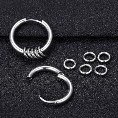 Bông tai nam inox khuyên tròn 10mm BT321 (Màu Bạc) - 2 chiếc