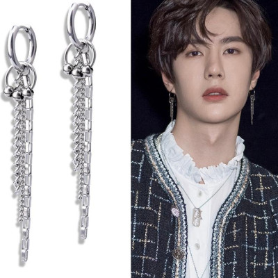 Bông tai mix ba kiểu mắt xích phối khuyên bi tròn style idol