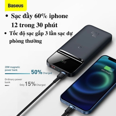Pin dự phòng Baseus Magnetic Wireless Fast Charging Power bank 10000mAh 20W PPCXW- hàng chính hãng