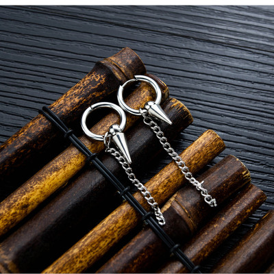 Bông tai xích lỗ tròn mạnh mẽ thời thượng 1 đôi unisex