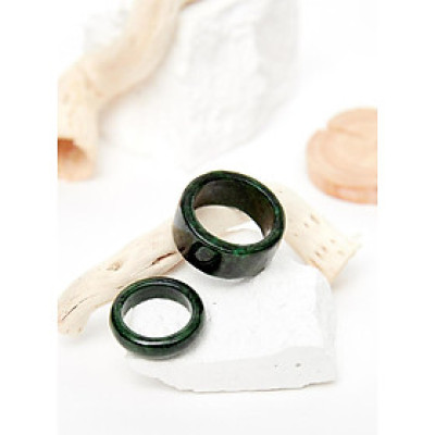 Set nhẫn nam và nữ đá cẩm thạch sơn thủy mệnh hỏa, mộc - Ngọc Quý Gemstones