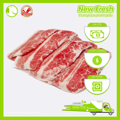 [GIAO NHANH HCM] Ba Chỉ Bò Mỹ Cắt Trải Nhúng Lẩu - Khay 500Gr