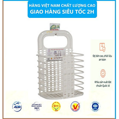 Giỏ Đựng Đồ Thông Minh Gấp Gọn Việt Nhật Tặng Kèm Móc Dính Treo - Hàng Việt Nam